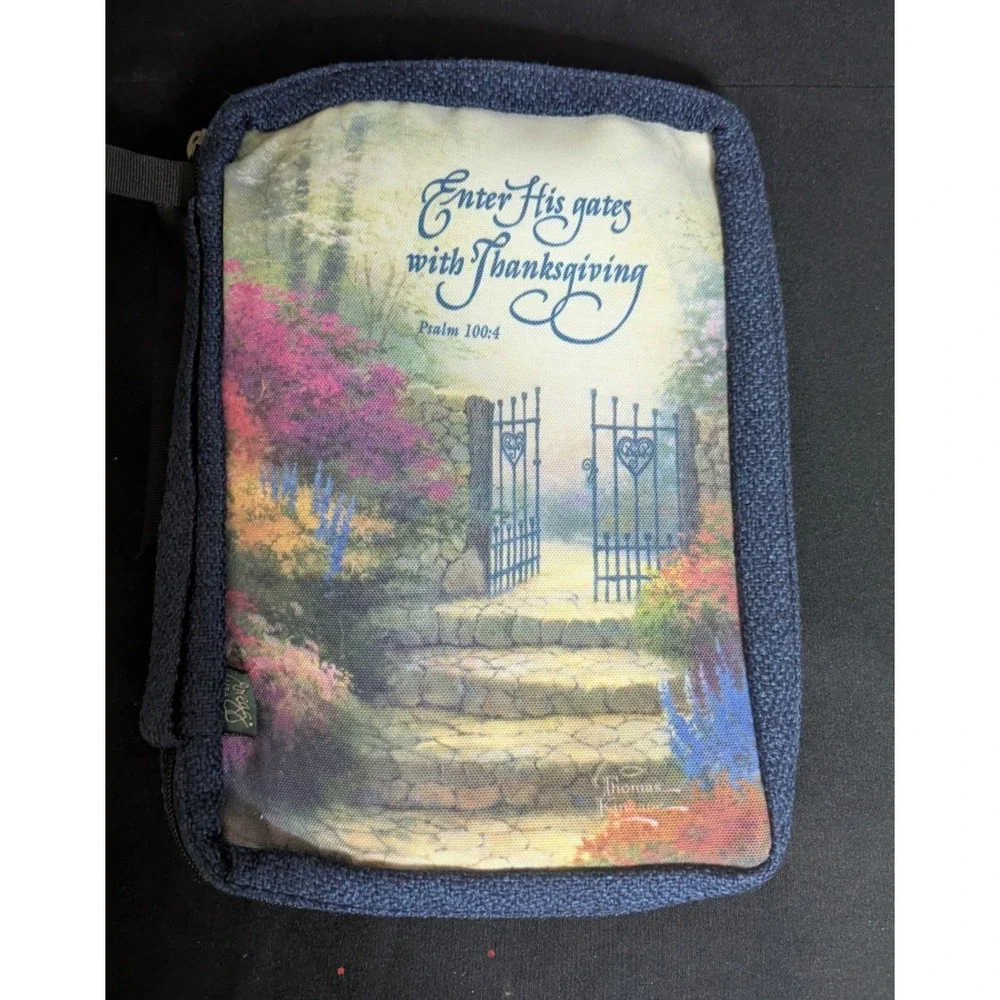 Gregg XL fabric‎ bible cover case ENTER HIS GATES with THANKSGIVING Psalm 100:4
